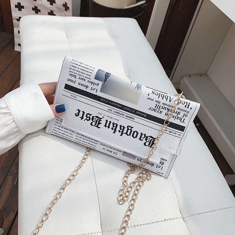 Newspapers modeling day clutch bag letter envelope bag casual shoulder bag purse evening bags with clothing wallet messenger bag