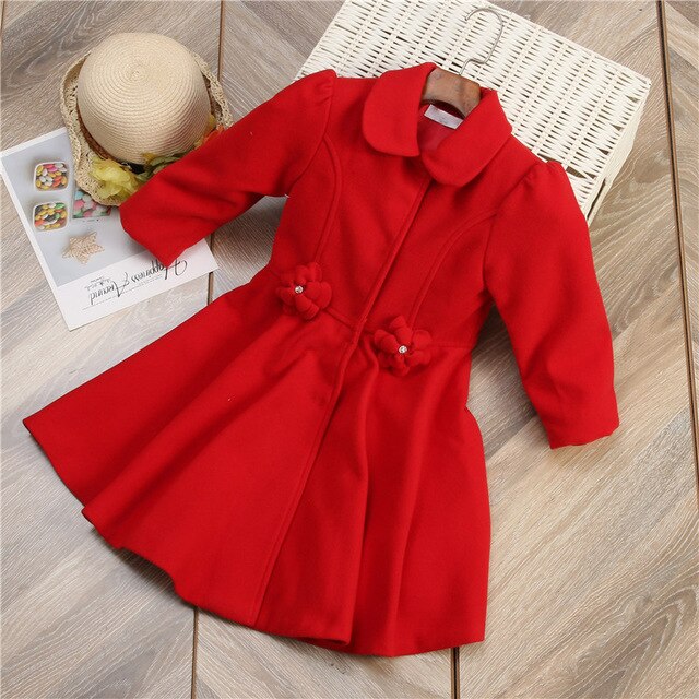 Abrigo ropa de calle para niña, chaquetas para niño y niña, abrigo largo rojo para niña, ropa informal, novedad de invierno y otoño: 10T