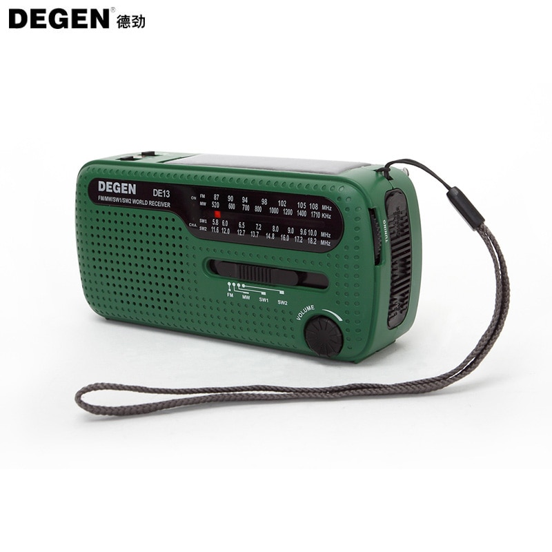 100%  original degen radio  de13 mottagare fm mw sw vev dynamo nödportabel världsradioinspelare grön  a0798a