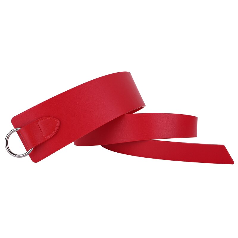 Cinturón de cuero ancho con lazo para mujer, cinturón de corbata para mujer, rojo y negro, cinturones de ocio para vestido de boda para mujer, de: Red