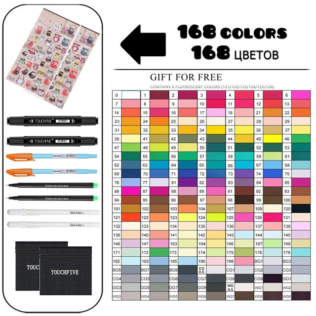 TouchFIVE 168 couleurs huileux à base d'alcool Art marqueurs ensemble double tête croquis marqueur artiste pinceau stylo pour Manga eau couleur stylos