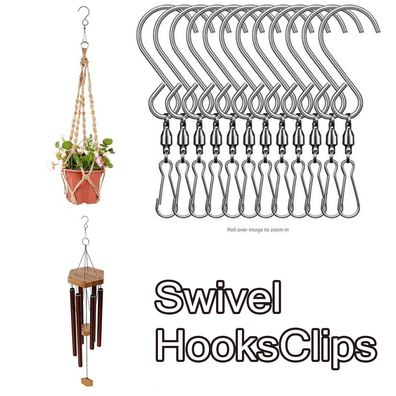 12 Stuks Swivel Haken Clips Hanger S-Vorm Roterende Haak Voor Opknoping Wind Spinners Windgong Bloem Mand Accessories45 #