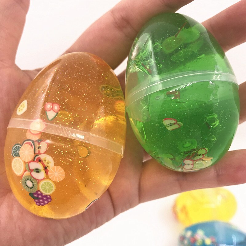 Juguetes Educativos niños Crystal Mucus huevo plastilina transparente Unisex Color sólido no puede comer limo fruta tierra Slimes día