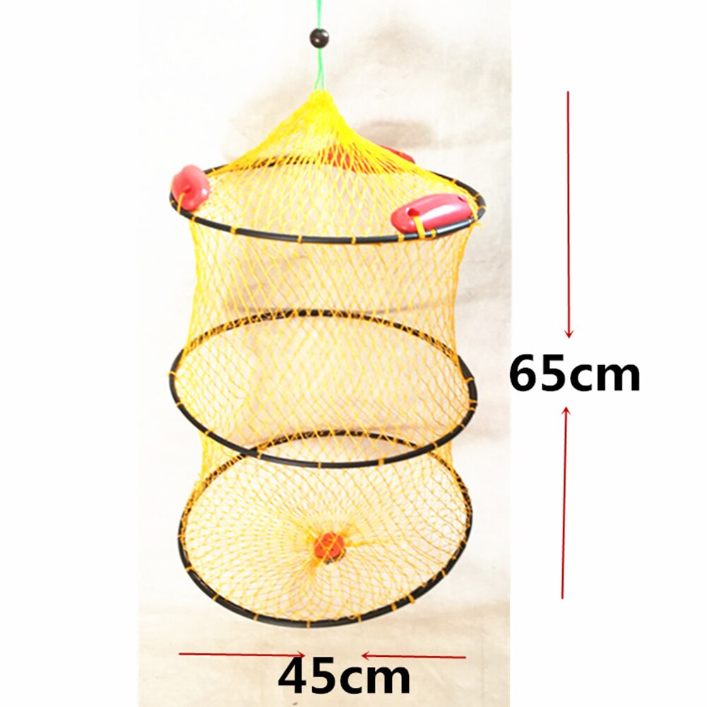 2 Layers Portable Foldable Fishing Floating Net Fish Shrimp Mesh Cage