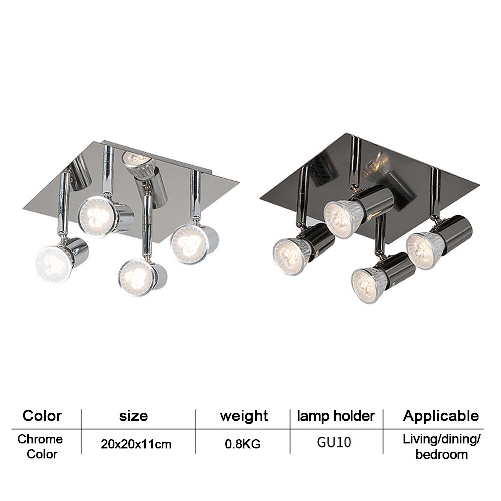 Square 4 Way LED Spotlight AC85-240V 12W GU10 Alum... – Grandado
