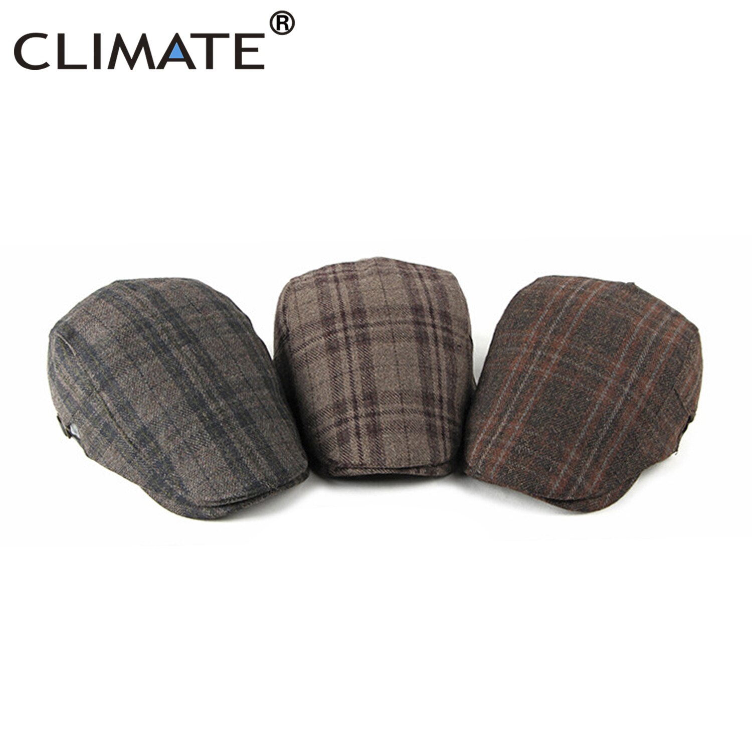 Boina de cuadros para hombre con clima, gorra plana para papá, abuelo, gorro de invierno tejido grueso, Boina a cuadros, gorra ajustable para hombres, para abuelo y papá