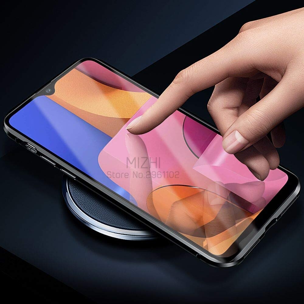 Dubbelzijdige glazen hoes voor samsung galaxy  a20s hoesjes, magnetische metalen bumpercover voor samsung  a20s a 20s a20 s sm -a207f/ ds hoesje