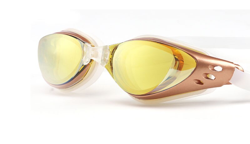 Swimming Glasses Myopia Adult Anti Fog Electroplate Natacion Men Women Swim Pool Goggles Diopter Water Swim Eyewear: Gold