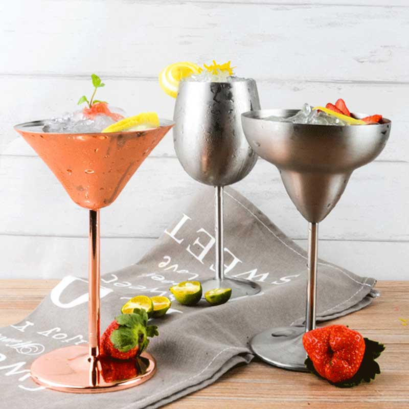 Aço inoxidável copo de cocktail criativo vinho tinto copo de cerveja copos de suco bar clube festa martini margaret uísque copo de metal