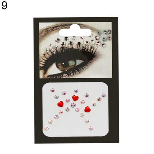 Kropp ansikte smink tillfällig glitter ögon klistermärken diy nail art strass dekor: 9