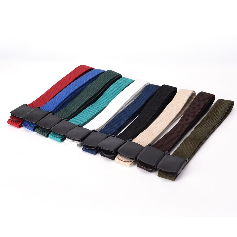 Mænd bælter lærred bælte afslappet anti allergi plast spænde bælte linning