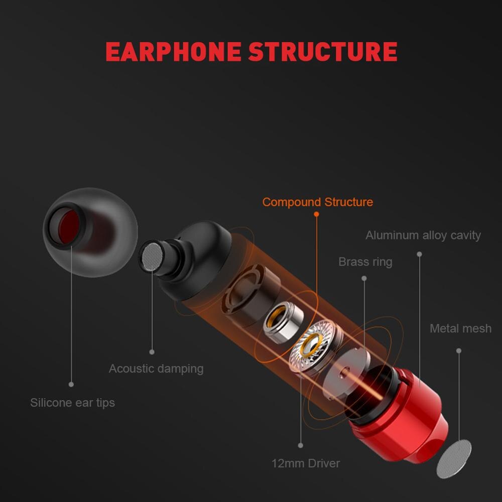 Erilles In-Ear 3.5 Mm Koptelefoon Metalen Magnetische Oortelefoon Met Microfoon Wired Stereo Oordopjes Subwoofer Koptelefoon Muziek Hifi Headset