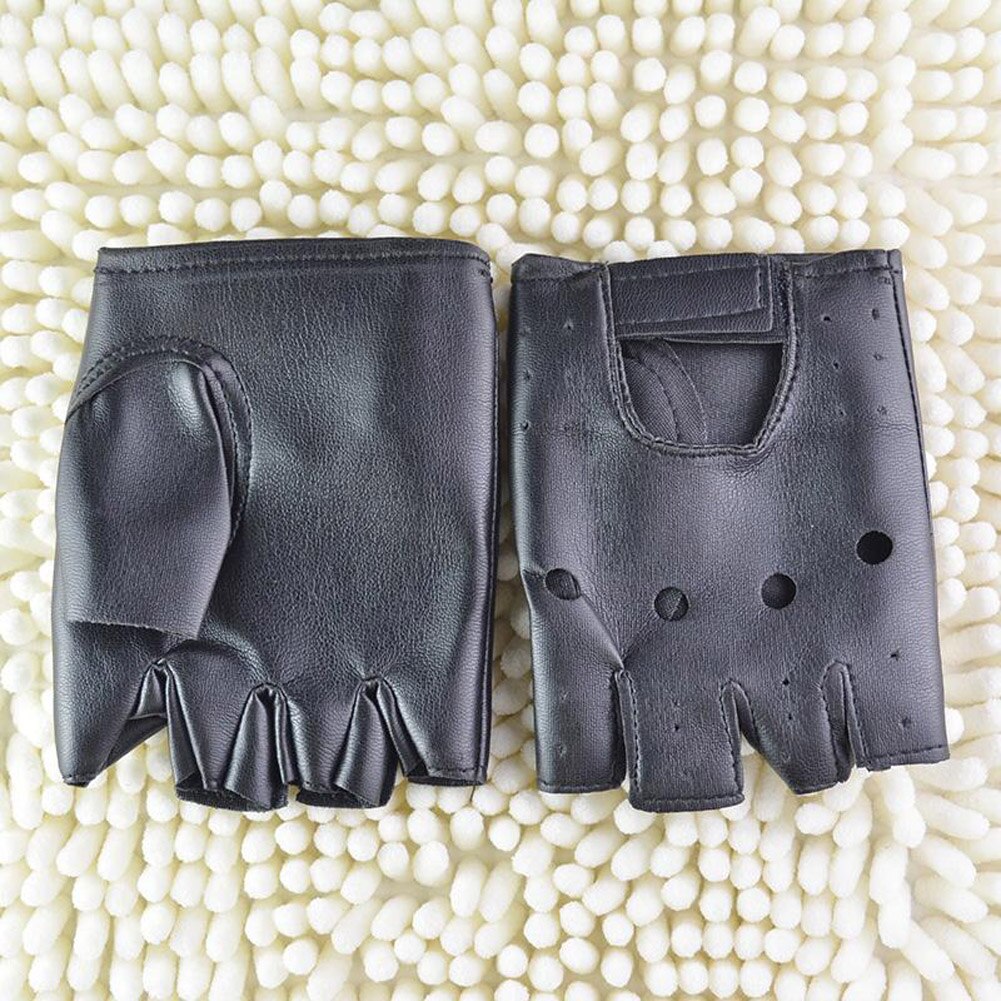 Leather Fingerless Driving Motorcycle Biker Gloves