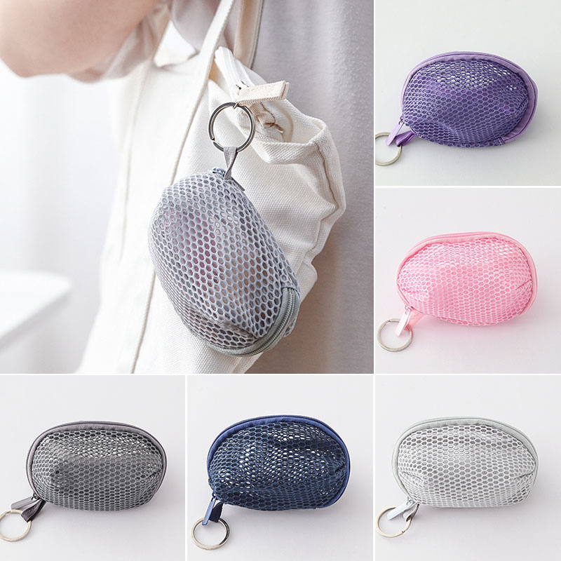 Fashion Mini Women Zipper Coin Purse Small Storage Pouch Girls Kids Polyester Mesh Key Coin Bag Convenient 5 Colors Small Wallet