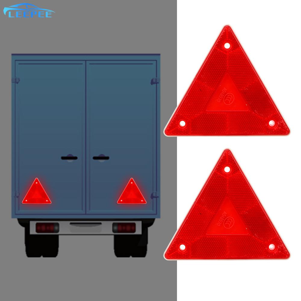 Stop Warning Sign Safety Reflective Sign Board Triangle Warning Reflector Truck Plate Rear Light 2 Pieces Red