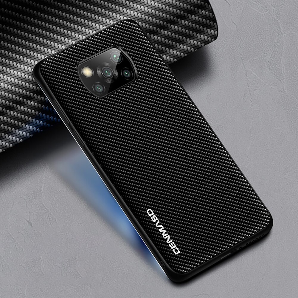 Capa Poco X3 Case For Xiaomi Poco X3 NFC M3 Case Carbon Fiber Leather Back Cover For Xiaomi Mi 10T PocoPhone X3 F2 Pro Case: For POCO M3 / Black