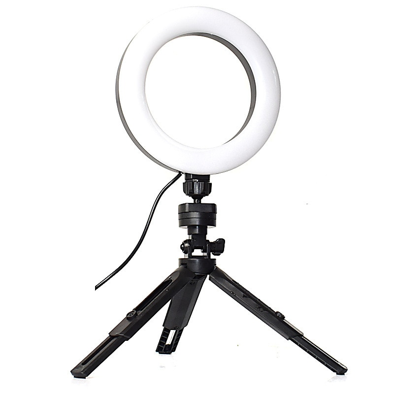 6 pouces Photo LED Selfie Anneau Lumière de Remplissage Dimmable Caméra Téléphone Anneau Lampe Avec Support Trépied Pour Le Maquillage Vidéo En Direct