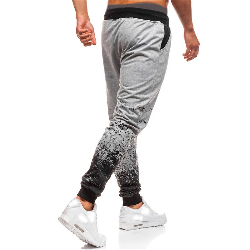 Men's Casual Sweatpants Gradual Printed Fitness Pants Slim Hip-hop Style Jogging Male Trousers