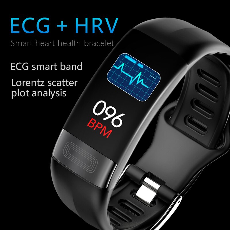 Smart Armband Mannen Ecg Hartslagmeter Activiteit Fitness Tracker Bluetooth Stappenteller Gezondheid Band Slimme Band Voor Android Ios