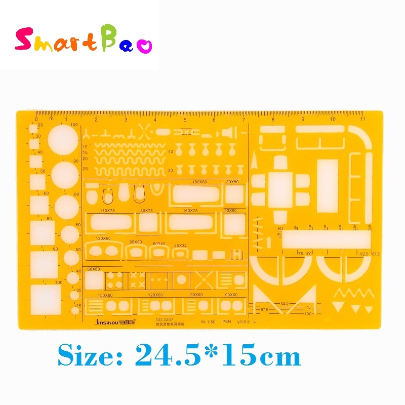 1:50 Scale Architect Drawing Template House Plan Interior Decoration Furniture Building Formwork Stencils Drafting Tools