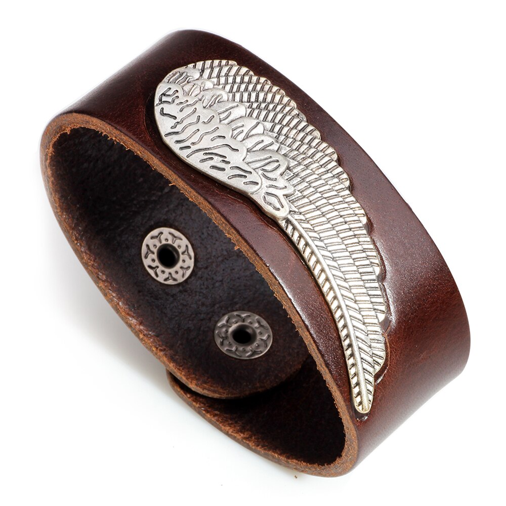 Leather Wings Bracelet for Men Male Wide Charm Bracelets & Bangles Women Party PUNK Jewelry