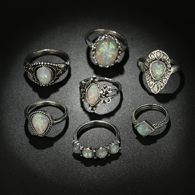 Tocona Vintage or anneaux ensembles pour femmes croix coquille étoile de mer cristal clair pierre géométrique bague de mariage bijoux