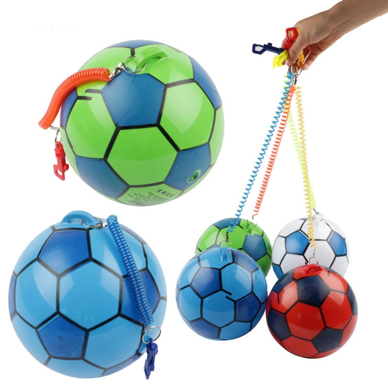 Willekeurige Kleur Diameter 22 cm Mooie Stuiterende Bal met Telescopische Riem Kinderen Opblaasbare Bal Spelen Football Game Sport Speelgoed