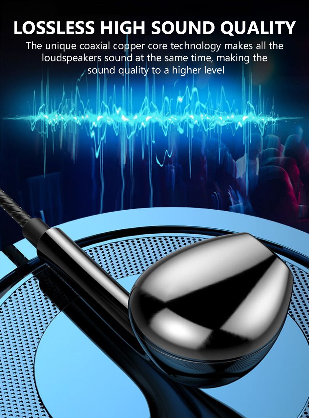 Quad-core Stereo 3.5mm Wired Headphones In-ear Earphones With Mic High Bass Earbuds For IOS Android Phone Wire Stereo Headset