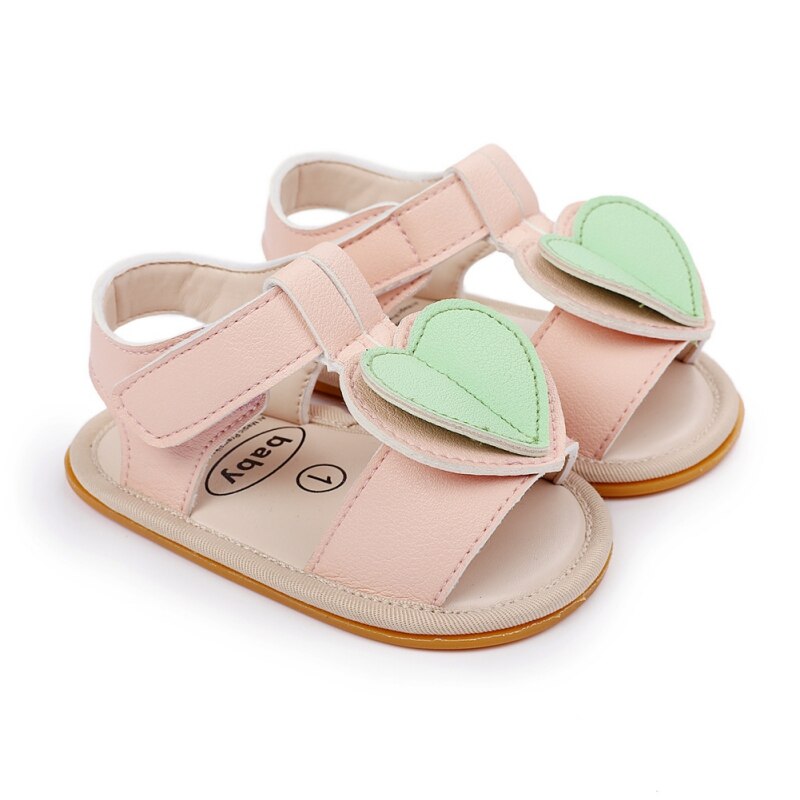 Zomer Pu Baby Antislip Sandalen Kind Meisjes Mode Liefde Decoratie Sandalen Baby Schoenen 0-18M baby Schoenen