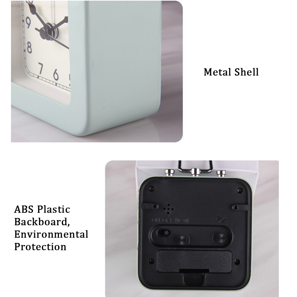 Mostrador digital quadrado, despertador de mesa com alça de metal, anel de relógio, alta transparente