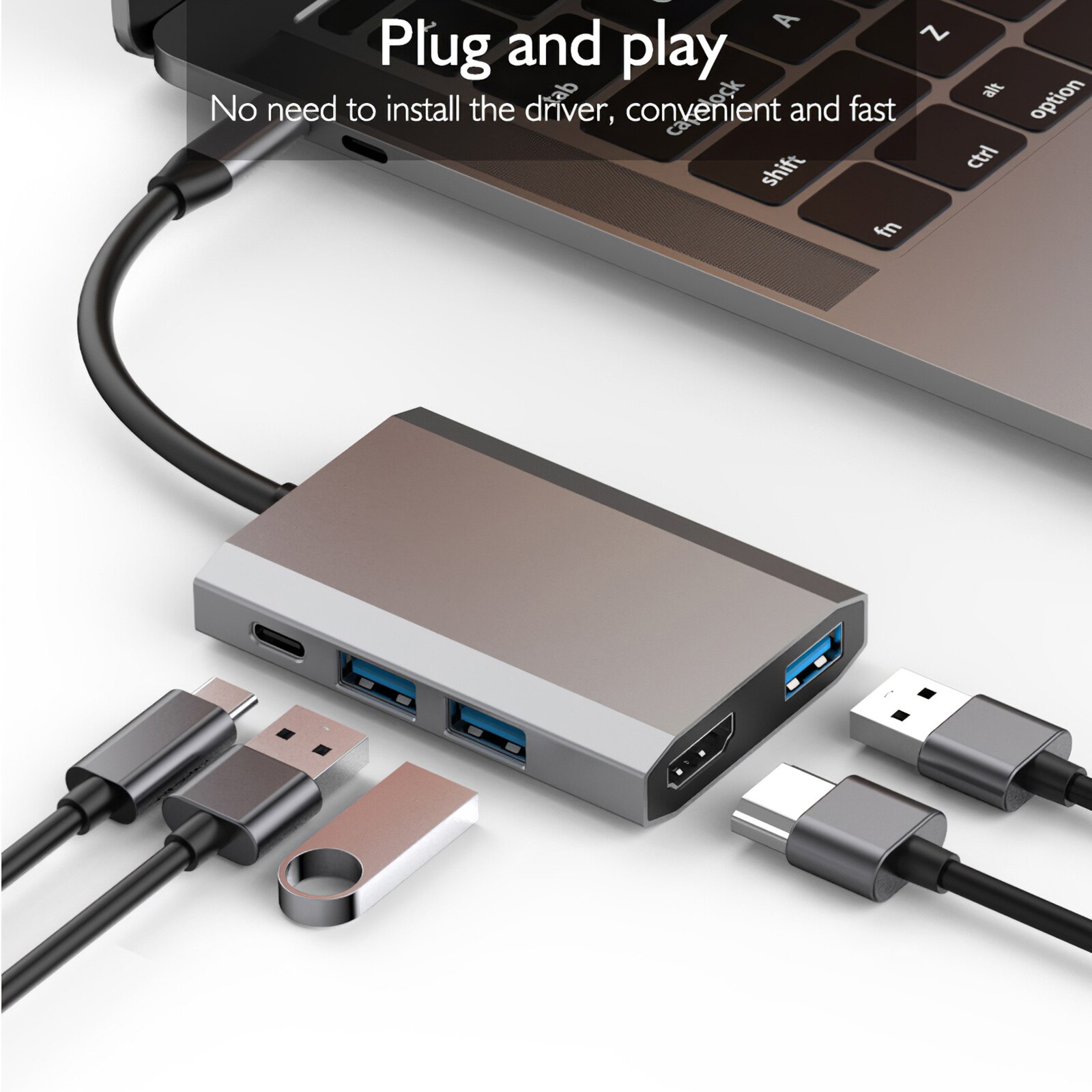 Adaptor USB Type-C/3.0 High-Definition Computer Accessories For Windows For Mac Book 5 In 1 Docking Station USB C Hub