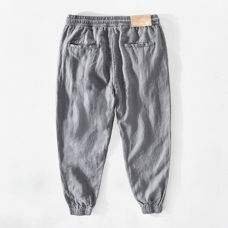 Spring Summer Men Linen Pants Breathable Thin Khaki Cargo Harem Trousers GA-Z353