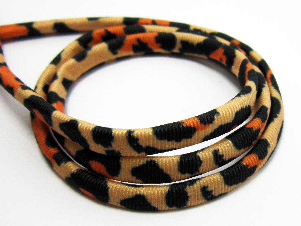 Khaki Leopard lycra cord 5mm Elastic lycra cord stitched Lycra strips swimwear & bikini making