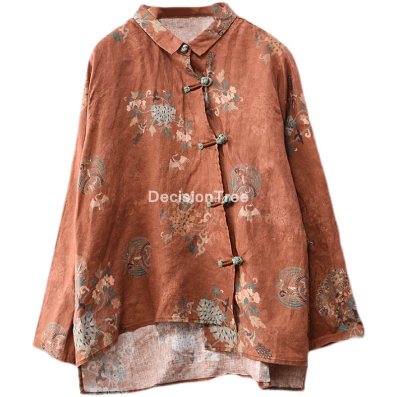 2022 woman traditional chinese clothing top retro flower print hanfu top women tops oriental tang suit chinese blouse