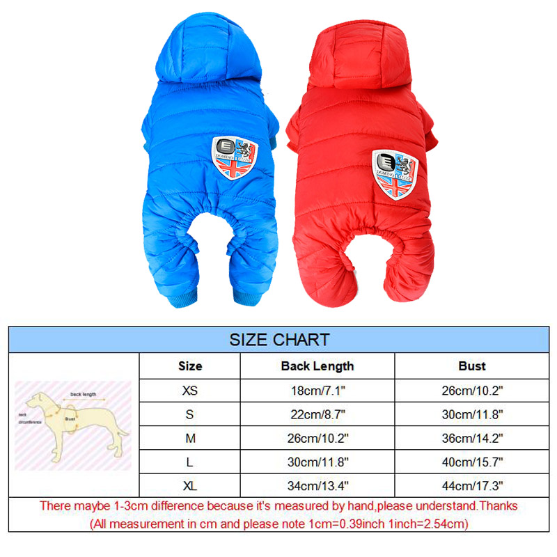 Ropas impermeables para perro invierno Mono para cachorro abrigo suave para perros Chihuahua ropa para mascotas trajes con capucha para perros pequeños