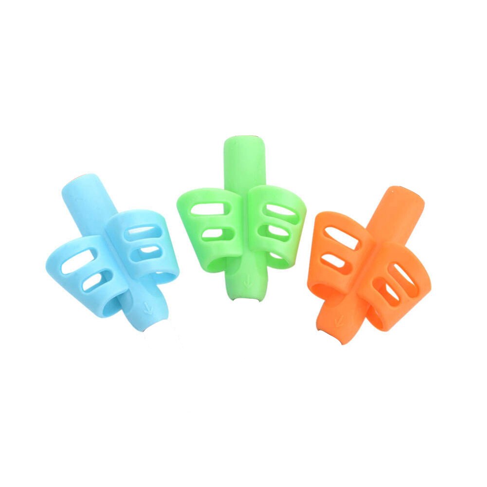 Grip Posture Correction Ergonomic Non-toxic Tools Children Pencil Holder Two Finger Writing Aid Grip Soft Training Silicone: 3pcs