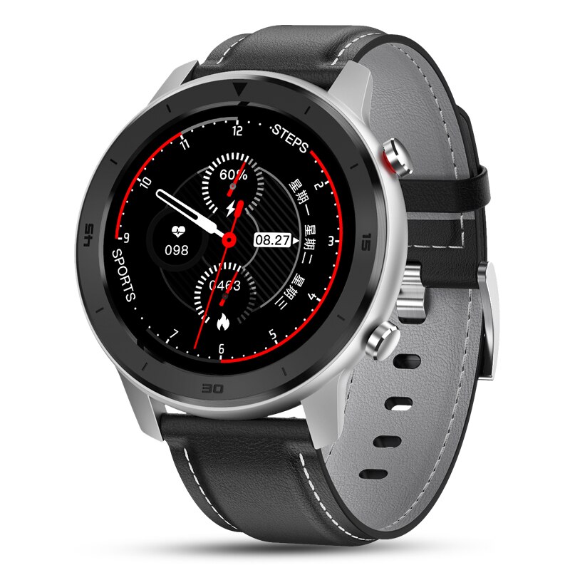 696 DT78 Smart Uhr Männer Frauen Smartwatch Armband Fitness Aktivität Tracker Tragbare Geräte Wasserdicht Heart Rate Monitor Band: Black grey leather