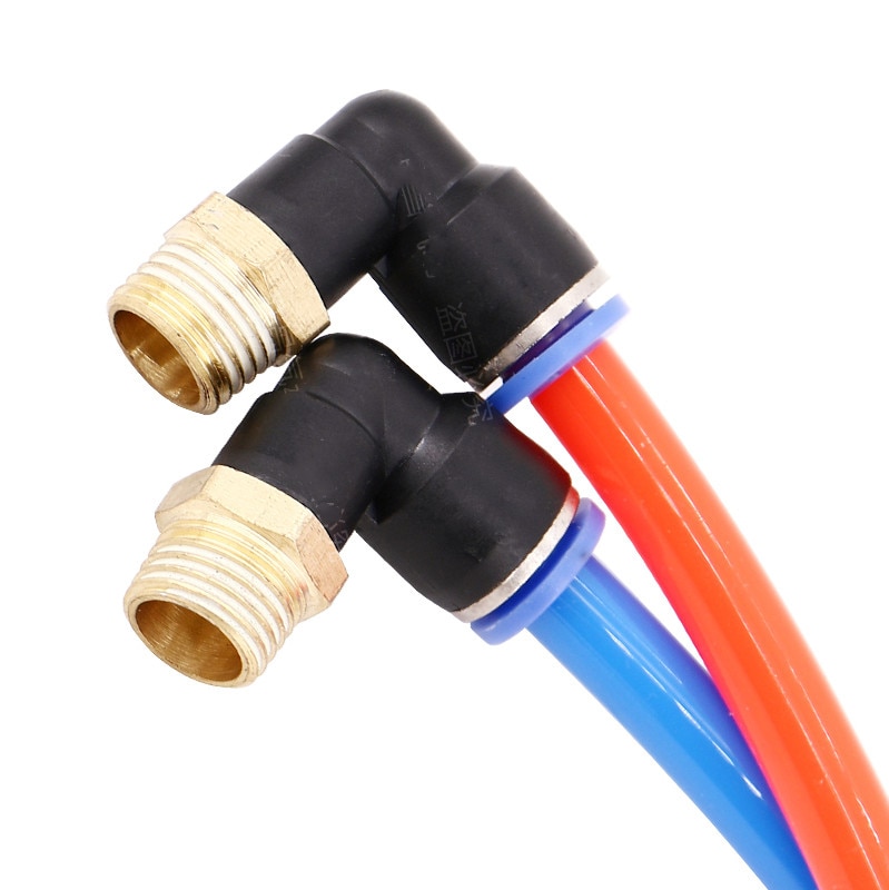 Pl pneumaattinen liitin 4mm-12mm letku  od 1/8 " 1/4 " 3/8 " 1/2 " uros pneumaattinen kierre putki kulmaliitin putki ilma työnnetään sisään