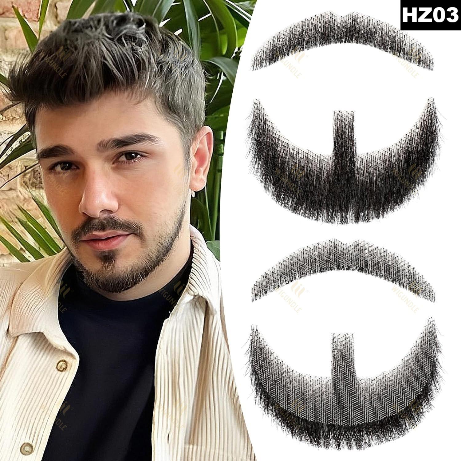 Fantasia de cavanhaque falso, cabelo facial, barba realista, bigode com fita adesiva, cabelo humano, renda, barba para halloween, festa de natal: Ne5