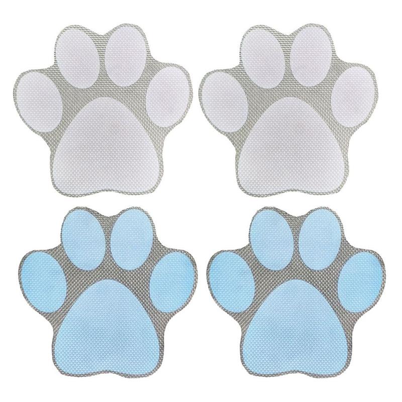 4PCS Dog Footprint Stickers Cartoon Bathtub Stickers Slip Prevention Decals Self-Adhesive Tub Pasters: Blue Grey