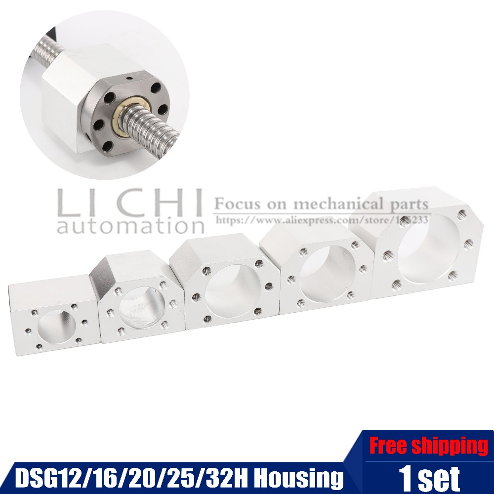 Support de boîtier d'écrou à billes en aluminium pour vis à billes dsg 16h/12/20/25/32mm sfu 1605 sfu 1204 sfu 2005 sfu 3205 cnc pièces cnc