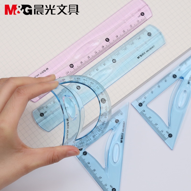 M&amp;G Soft Flexible Geometry Ruler Set Maths Drawing compass stationery Rulers Protractor mathematical compasses for School AR0467