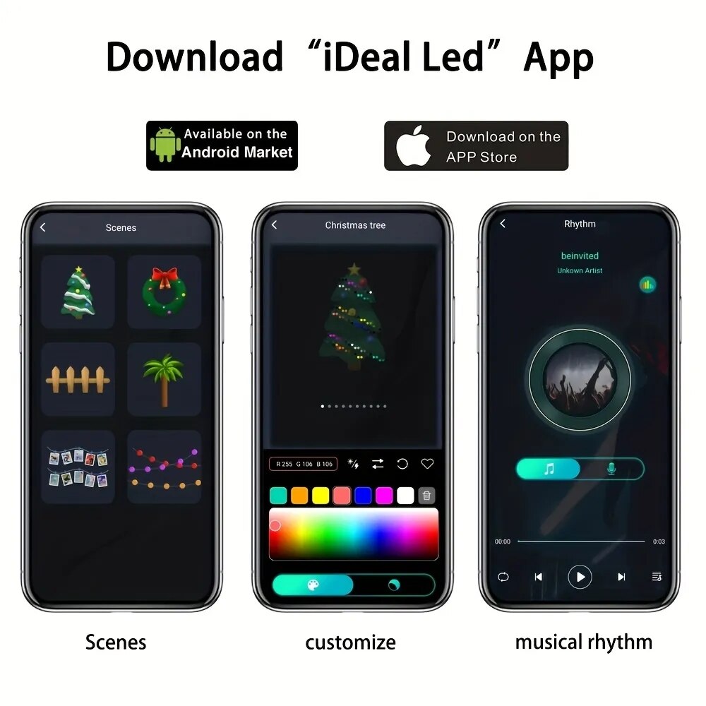 Kerstmis 10M lederen LED-lichtslinger Binnen Buiten DIY Festival Feestslinger Decor Ideale APP-bediening IP65 Koudbestendig