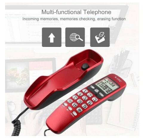 Caller ID telephone set hanging home office silver Landline Caller ID LCD Display Corded Telephone Wall Mounted Ringtone