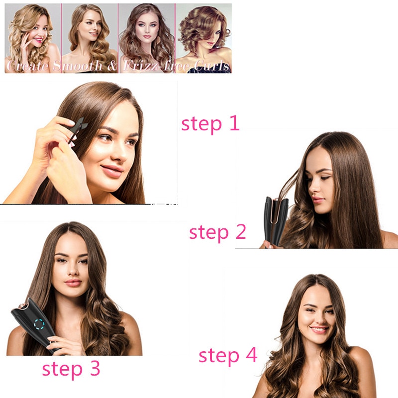 Automatic Hair Curler iron Curling Iron USB Rechargeable Air Curler for Curls Waves LCD Display Ceramic Curling Wave Curler