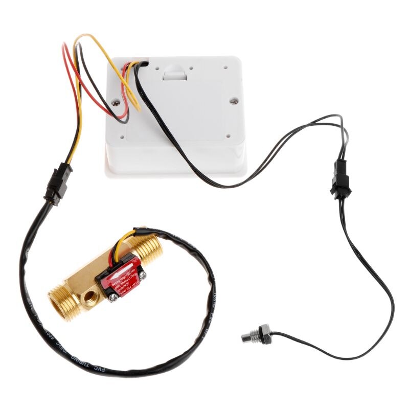 50LB Digital Flow Meter Water Flowmeter Temperature Time Record with G1/2 Flow sensor