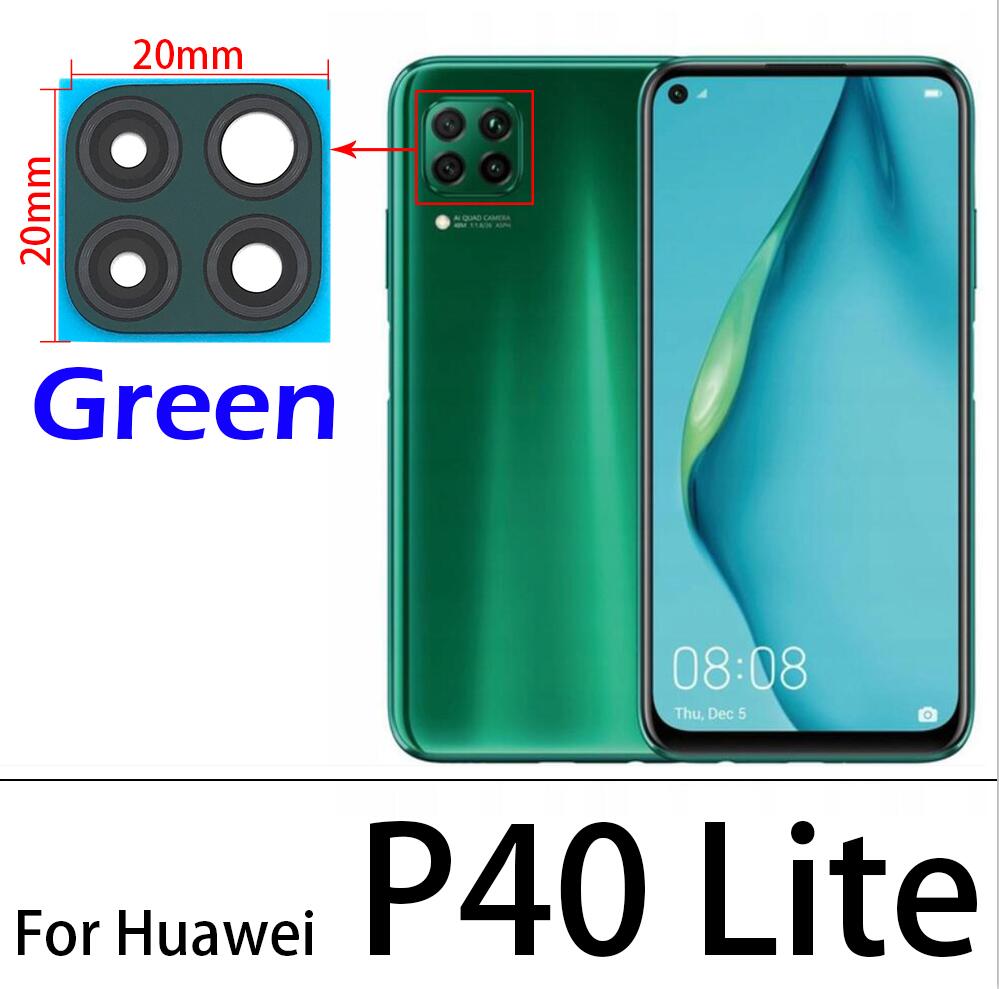 Per Huawei Honor 9X V20 20i 20 20S 30S 30 P30 Pro P40 Lite Posteriore Posteriore Dell'obiettivo di Macchina Fotografica copertura in vetro di Ricambio con Adesivo: P40 Lite Green