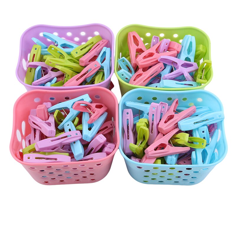 30PCS Plastic Laundry Clothes Pegs Decorative Clothes Pegs Clothespin Organizer Towel Washing Clips Large With Storage Basket