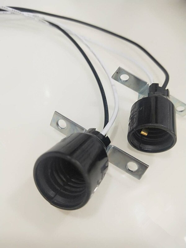 1 stk us standard europæisk standard  e17 lampeholder lys desinfektion diy 10 v 3w isolering bakelit lampe base med 30cm kabel