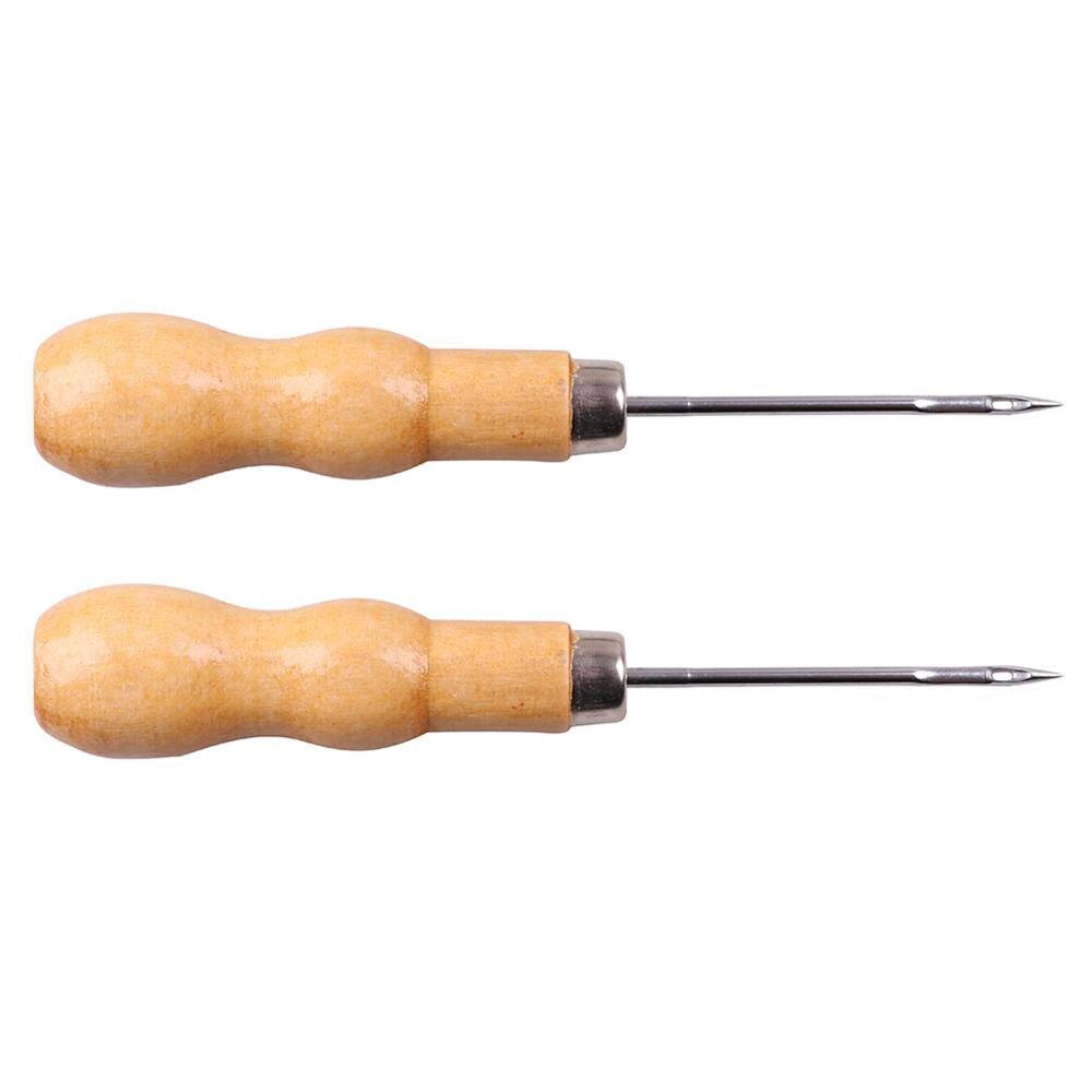 5 uds de cuero herramientas de mango, madera punzón mango de madera punzón de coser mano grapadora de cuero zapato de lona herramientas de reparación